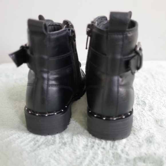 WONDER NATION KIDS Black Lace Up, Side Zip Boots - Picture 6 of 8